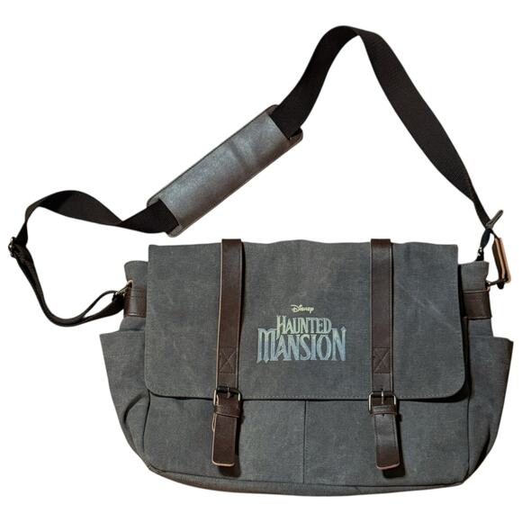 Disney Haunted Mansion Messenger Bag Brown Canvas Adjustable Strap Limited - Picture 1 of 14